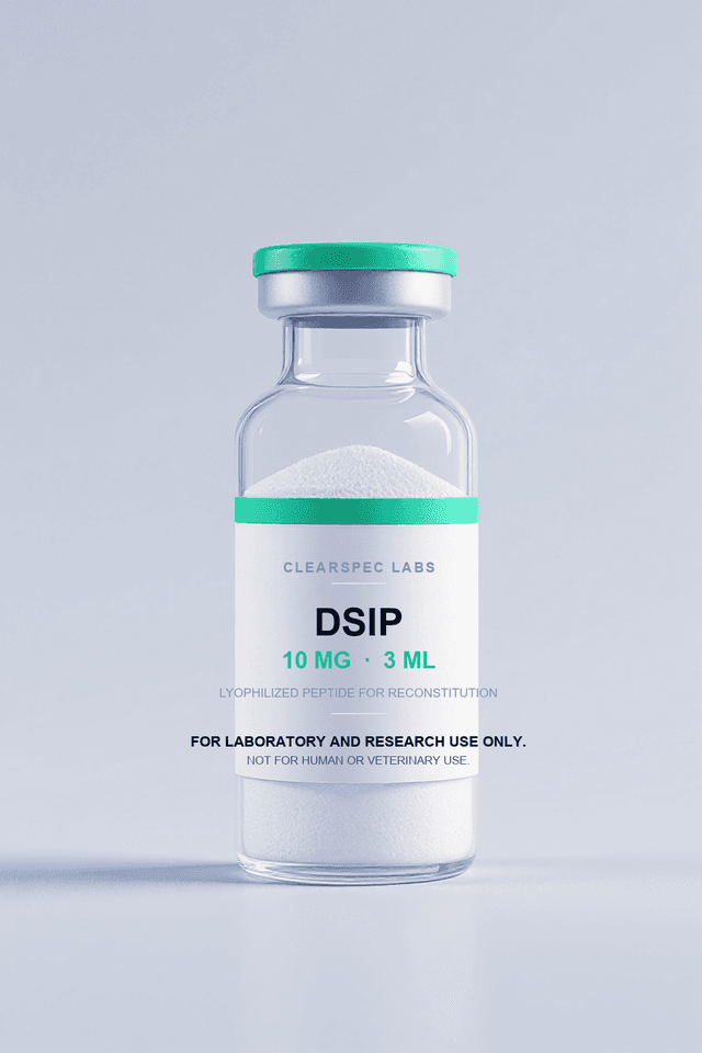 DSIP 10 mg research-use-only lyophilized peptide, 3 mL vial