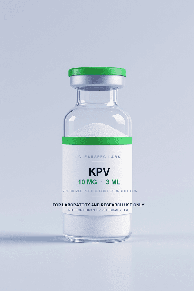 KPV 10 mg research-use-only lyophilized peptide, 3 mL vial