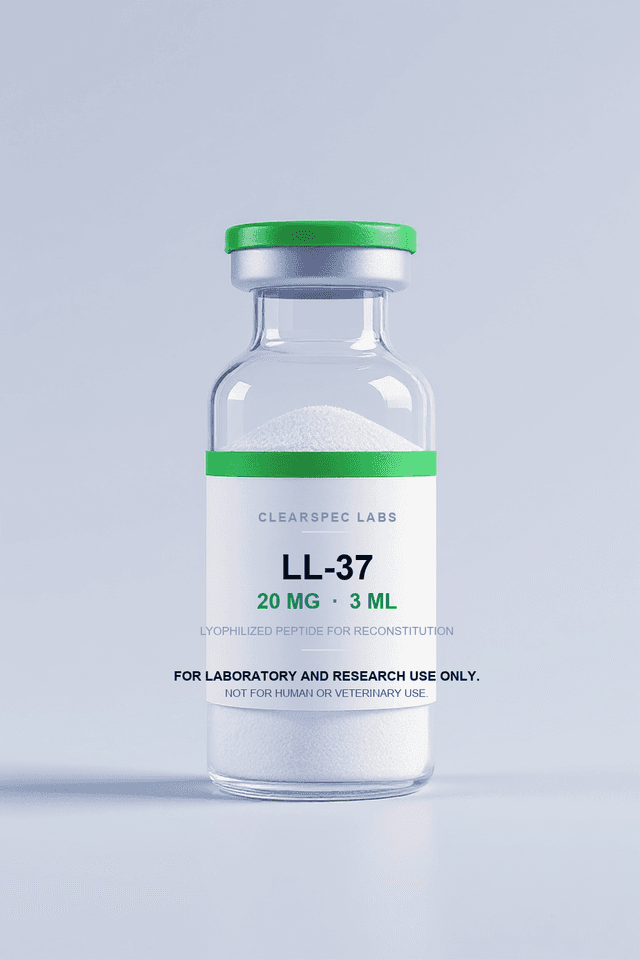 LL-37 20 mg research-use-only lyophilized peptide, 3 mL vial