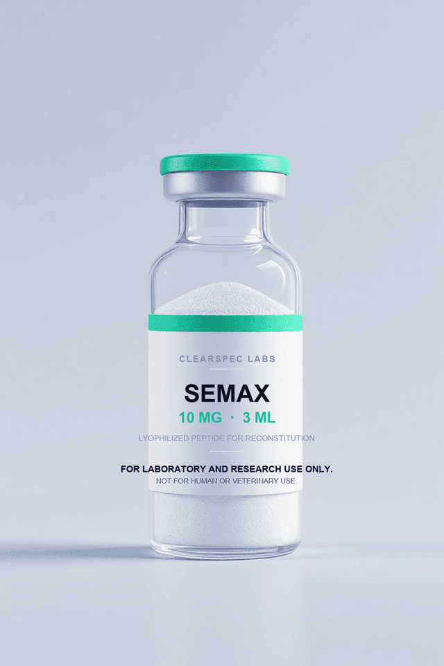 Semax 10 mg research-use-only lyophilized peptide, 3 mL vial