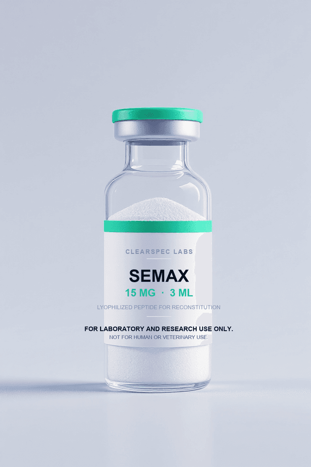 Semax 15 mg research-use-only lyophilized peptide, 3 mL vial