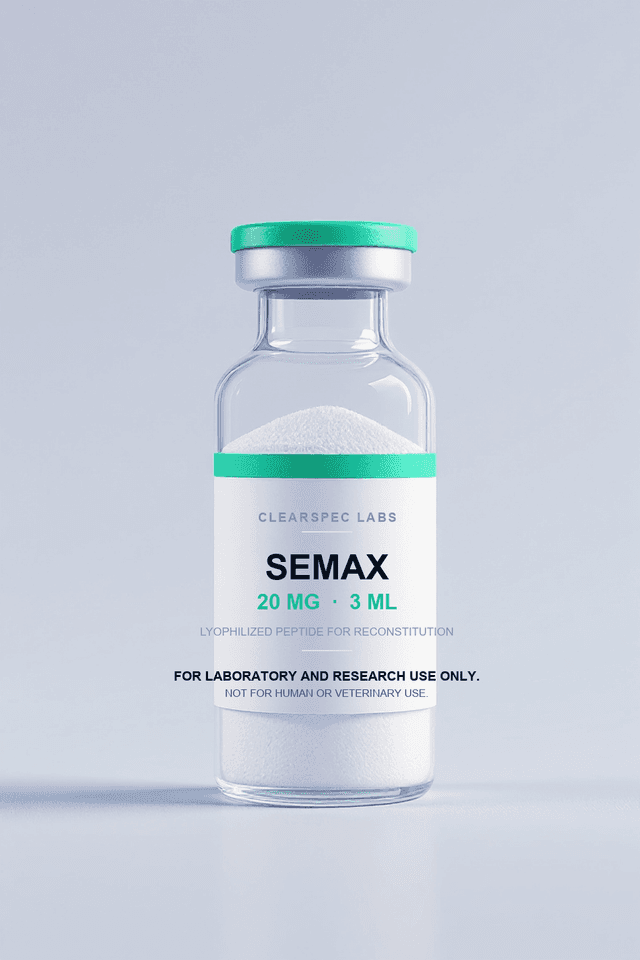 Semax 20 mg research-use-only lyophilized peptide, 3 mL vial
