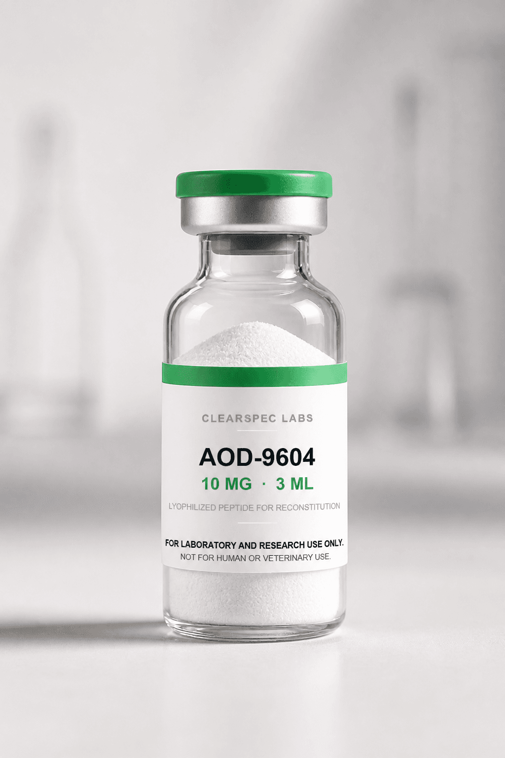Professional product photography direction for a ClearSpec Labs research vial